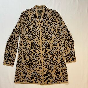 JM Collection Animal Print Open Cardigan